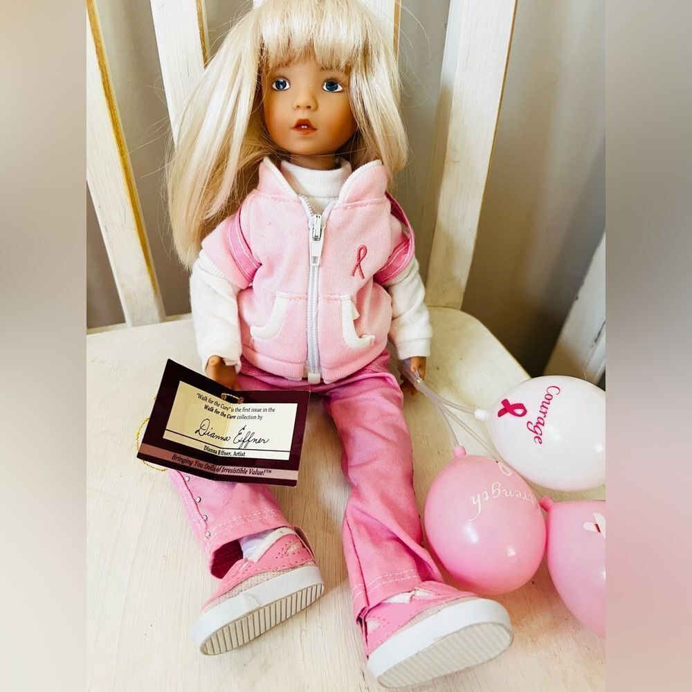 Rare Dianna Effner doll. “Walk for the cure”collectible doll. Ashton-Drake